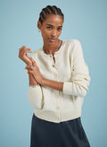 Marie Wool Blend Crew Neck Cardigan - Cream Baukjen
