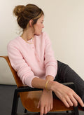 Marie Wool Blend Crew Neck Cardigan - Powder Pink Baukjen