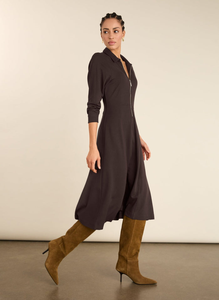 Mariposa Ponte Midi Dress - Dark Chocolate Baukjen