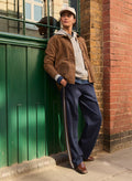 Marjorie Side Stripe Ponte Trousers - Classic Navy & Dark Chocolate Baukjen