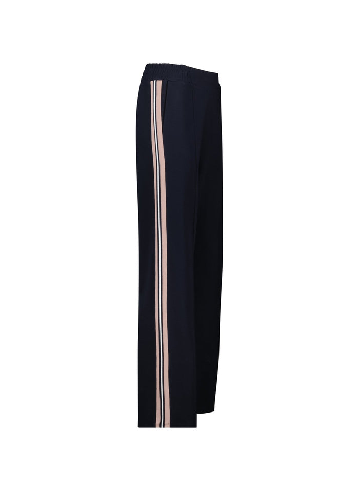 Marjorie Side Stripe Ponte Trousers - Navy, Powder Pink & Pure White Baukjen