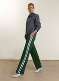 Marjorie Side Stripe Trousers - Forest Green, Cream & Blue Baukjen