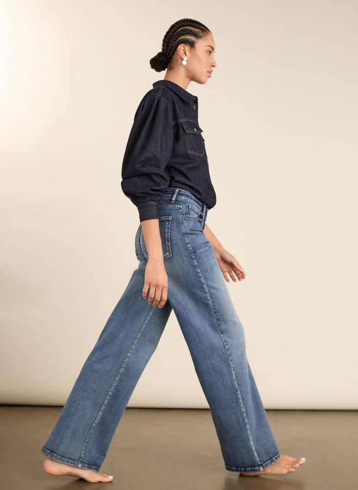 Marta Organic Cotton Stretch Wide Leg Jeans - Vintage Wash Baukjen