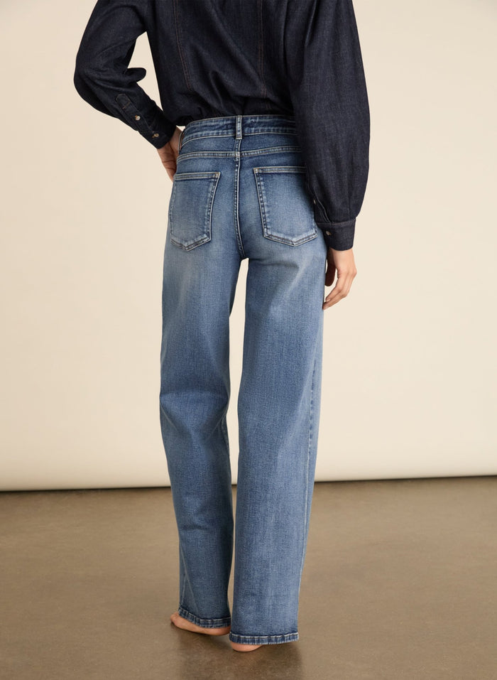 Marta Organic Cotton Stretch Wide Leg Jeans - Vintage Wash Baukjen