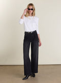 Marta Wide Leg High Waist Jeans - Washed Black Baukjen