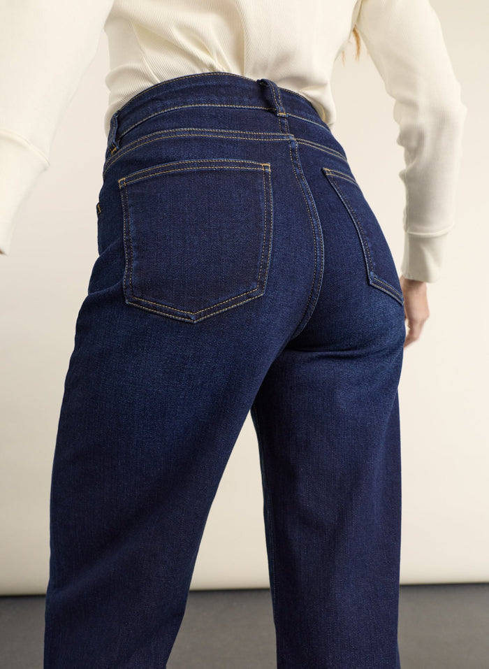 Marta Wide Leg High Waist Jeans - Dark Indigo Baukjen