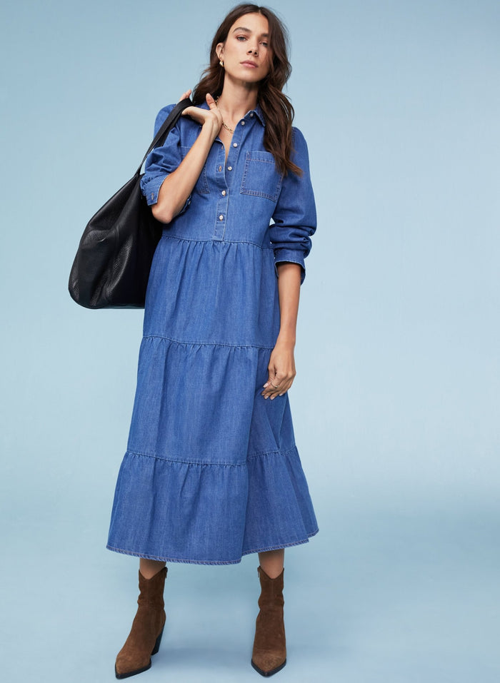 Mel Organic Cotton Dress - Washed Indigo Baukjen