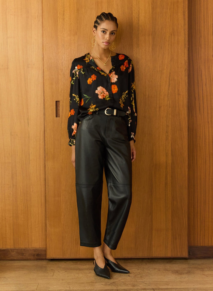 Micah Printed Blouse - Black Floral Sprig Baukjen