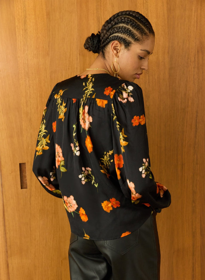 Micah Printed Blouse - Black Floral Sprig Baukjen