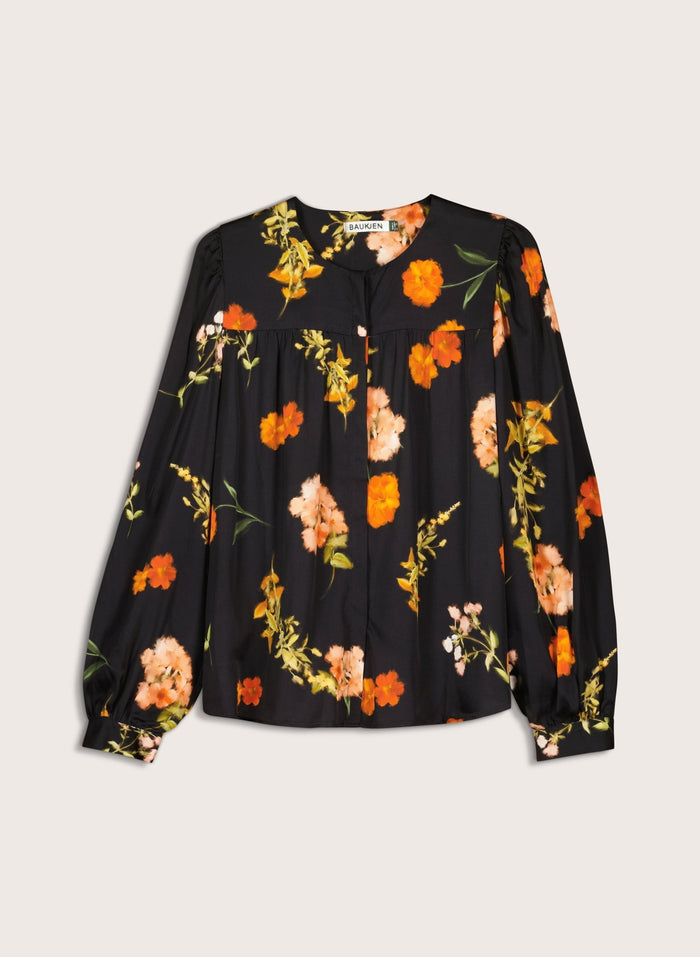 Micah Printed Blouse - Black Floral Sprig Baukjen