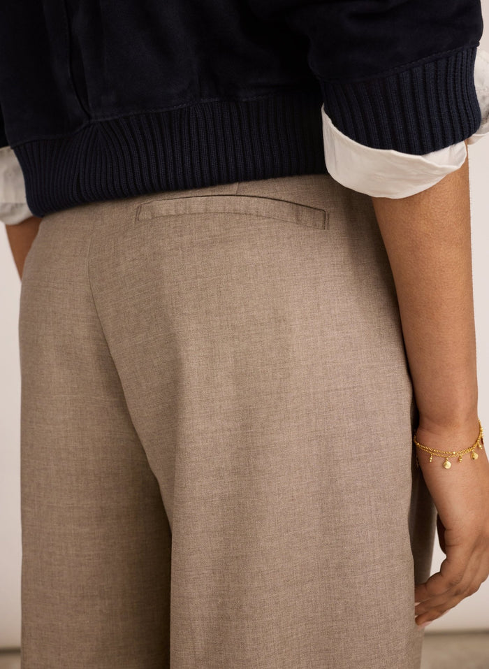 Mika Cool Wool Wide Leg Trousers - Natural Baukjen