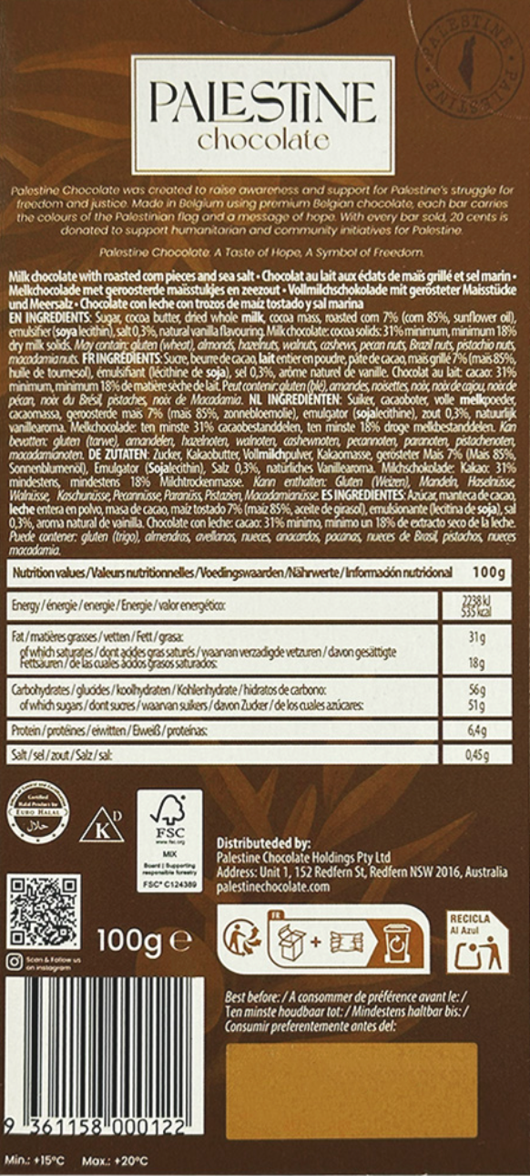 Milk Chocolate with Roasted Corn 100g