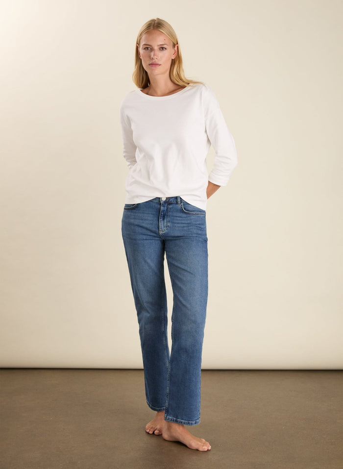 Zenna Organic Cotton Stretch Straight Leg Jeans - Vintage Wash Baukjen