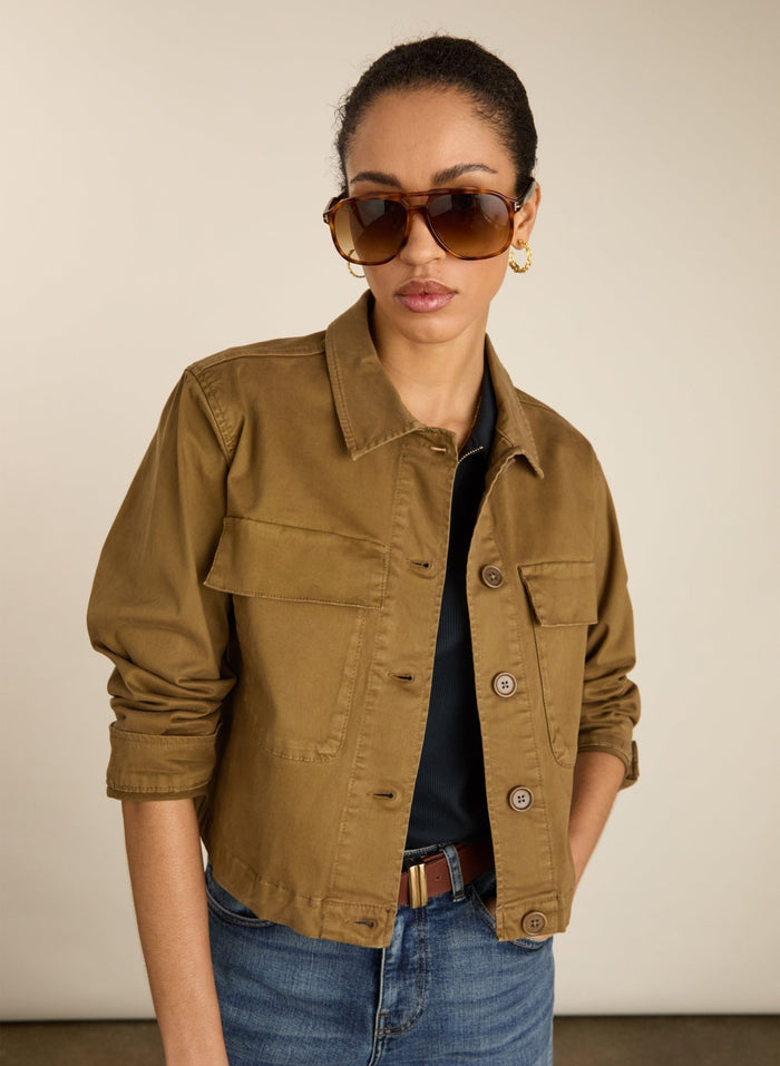 Nata Organic Cotton Cropped Jacket - Taupe Baukjen