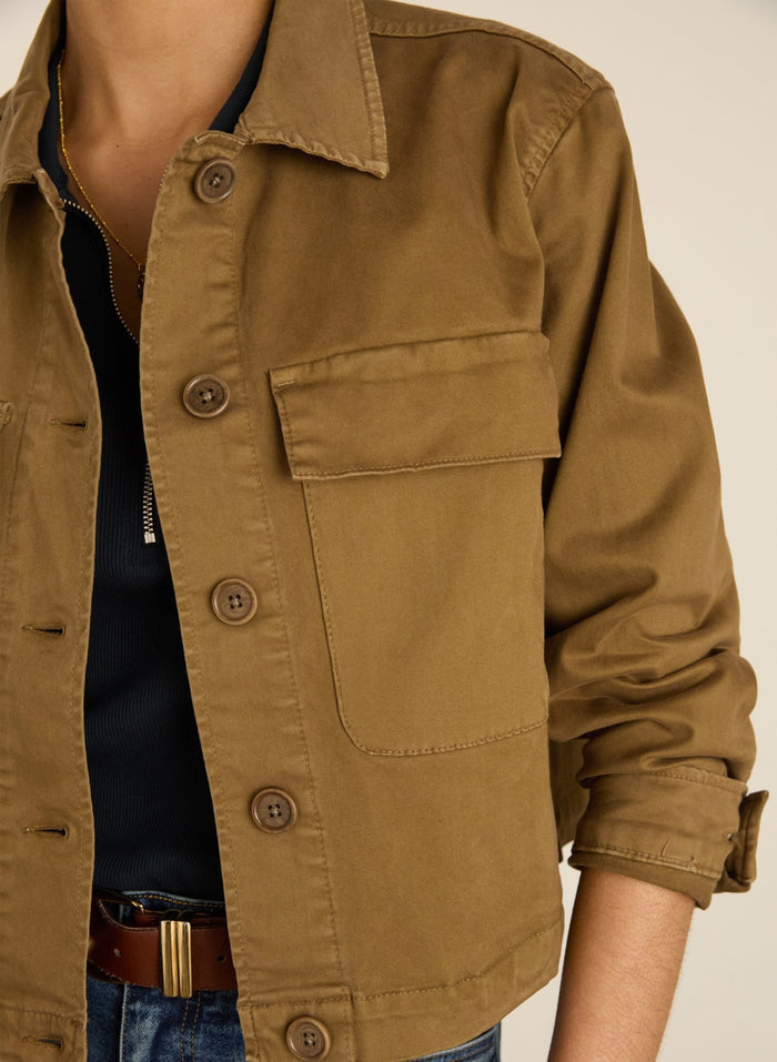 Nata Organic Cotton Cropped Jacket - Taupe Baukjen