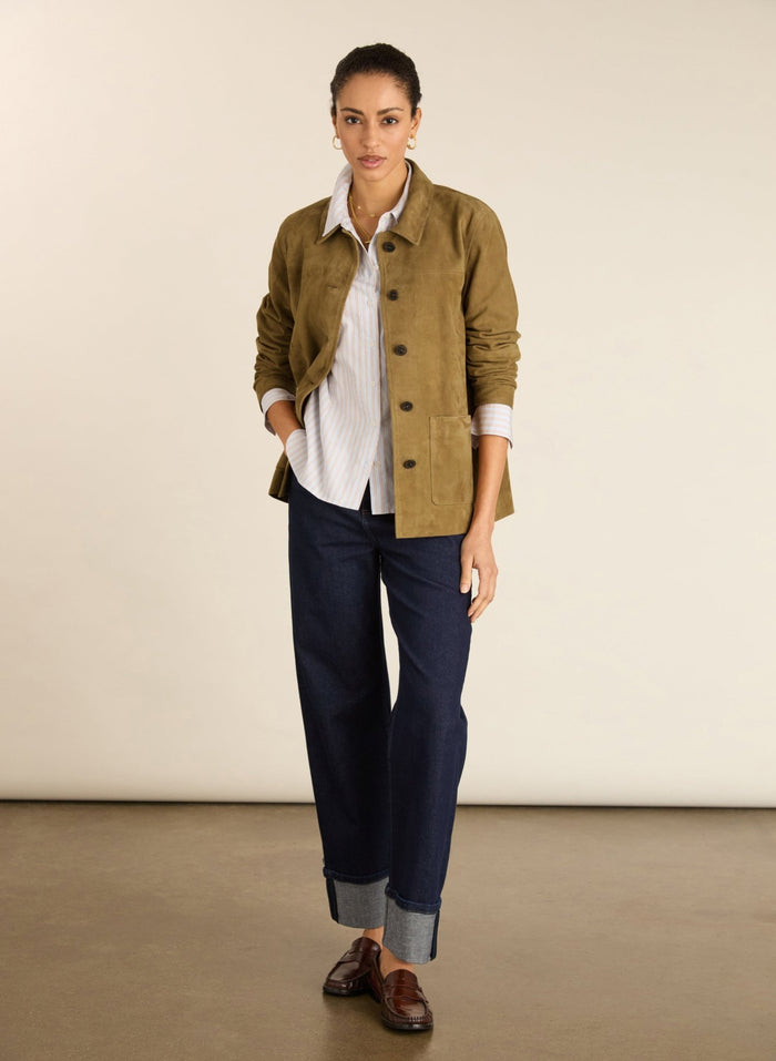 Nicola Organic Cotton Stripe Shirt - Blue, Brown & White Stripe Baukjen
