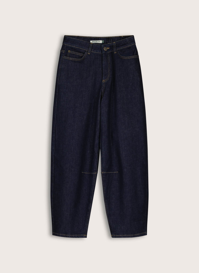 Nixi Organic Cotton Stretch Denim Barrel Jeans - Dark Denim Baukjen
