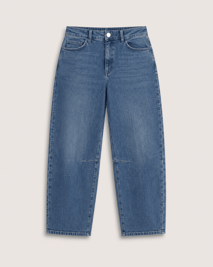 Nixi Organic Cotton Stretch Denim Barrel Jeans - Vintage Wash Baukjen