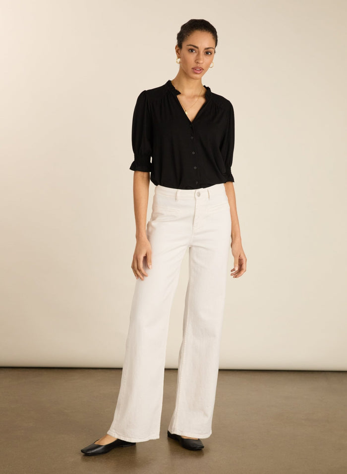 Noa Short Sleeve Blouse - Caviar Black Baukjen