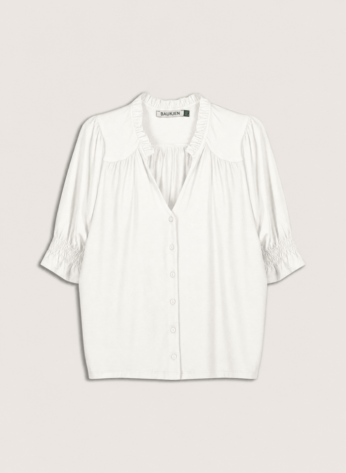 Noa Short Sleeve Blouse - Pure White Baukjen
