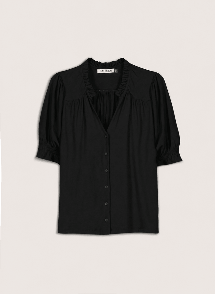 Noa Short Sleeve Blouse - Caviar Black Baukjen