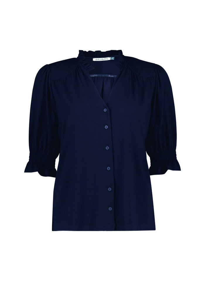 Noa Short Sleeve Blouse - Classic Navy Baukjen