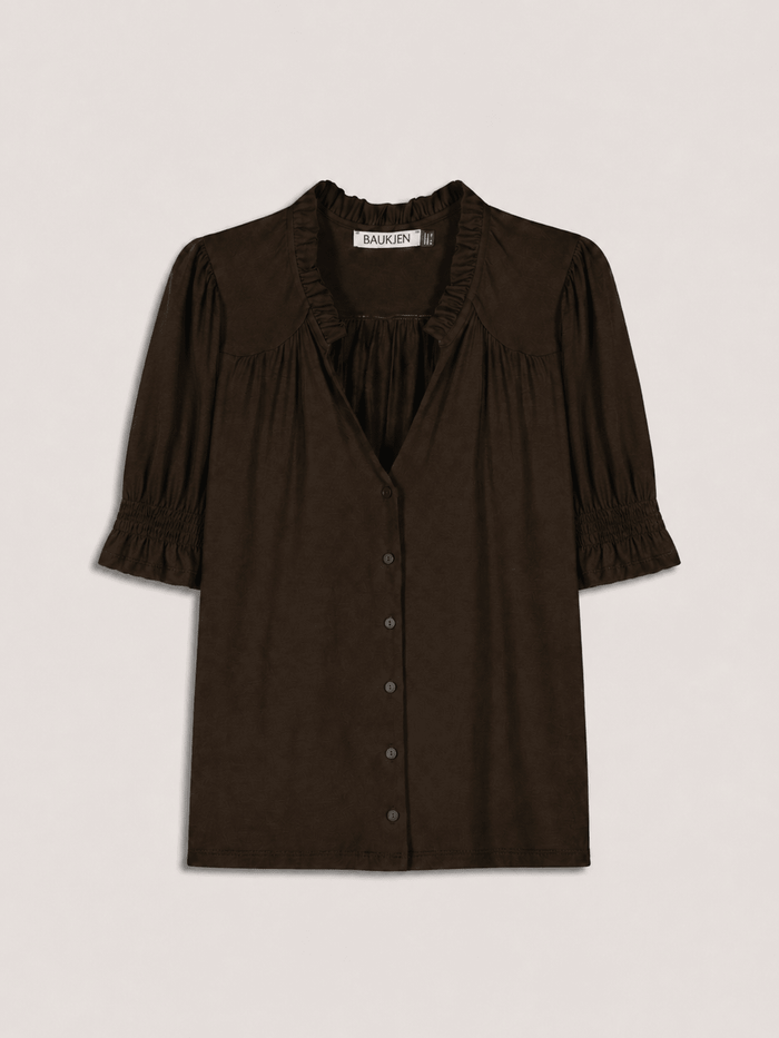Noa Short Sleeve Blouse - Dark Chocolate Baukjen