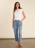Nola Organic Cotton Stretch Crop Straight Leg Jeans - Light Indigo Baukjen