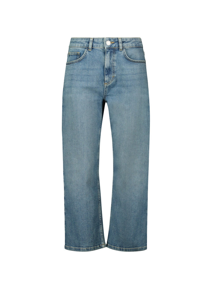 Nola Organic Cotton Stretch Crop Straight Leg Jeans - Light Indigo Baukjen