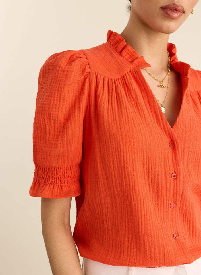 Nolan Organic Cheesecloth Blouse - Tangerine Baukjen