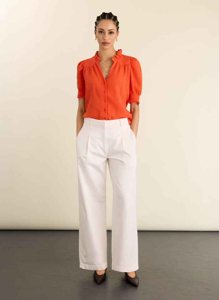 Nolan Organic Cheesecloth Blouse - Tangerine Baukjen