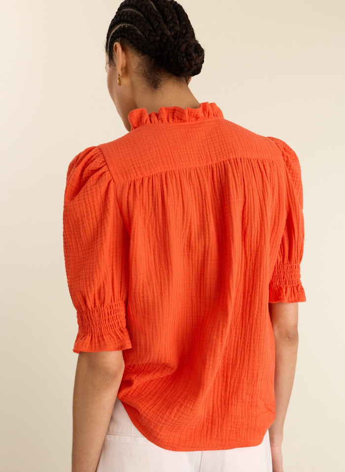 Nolan Organic Cheesecloth Blouse - Tangerine Baukjen