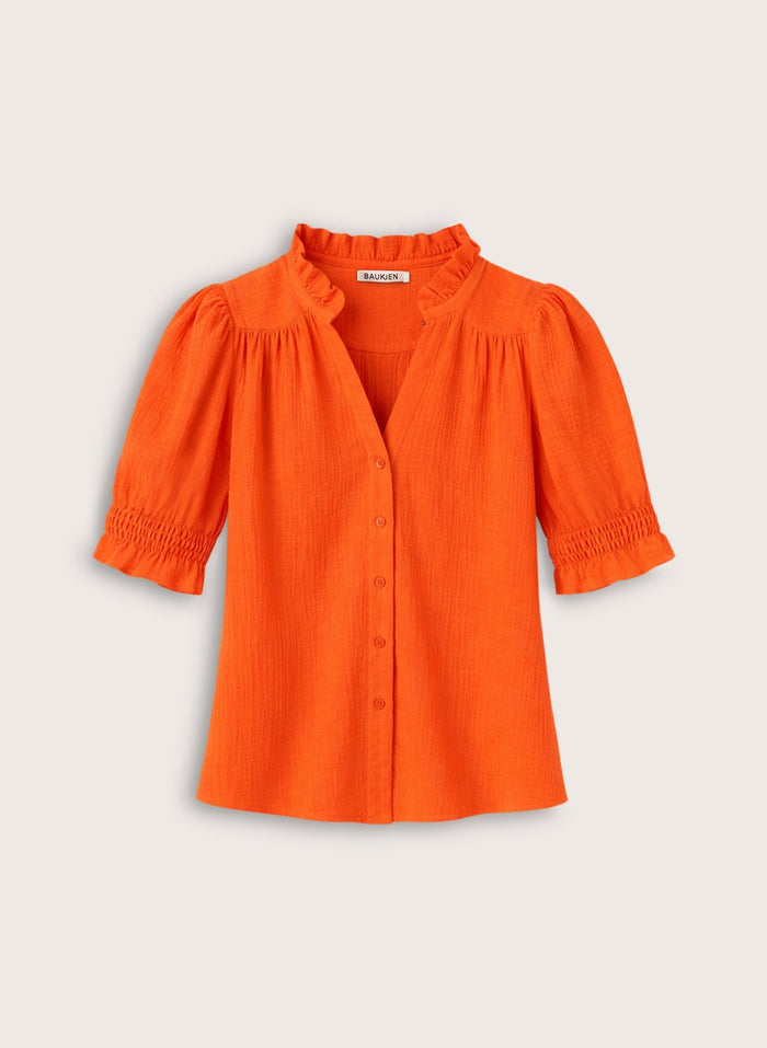 Nolan Organic Cheesecloth Blouse - Tangerine Baukjen
