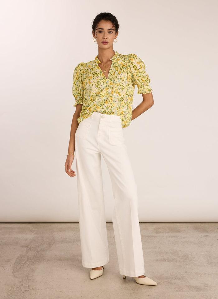 Nolan Printed Blouse - Yellow Trailing Floral Baukjen