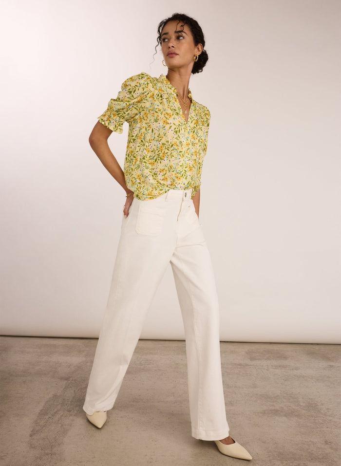 Nolan Printed Blouse - Yellow Trailing Floral Baukjen