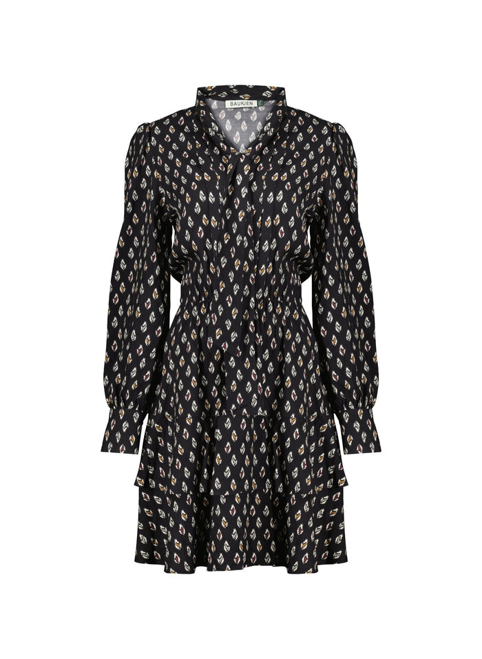 Odile Dress with LENZING™ ECOVERO™ - Black Ikat Geo Baukjen