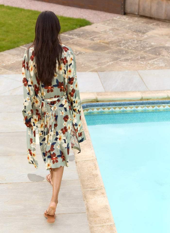 Onassia Printed Robe - Seafoam Japanese Floral Baukjen