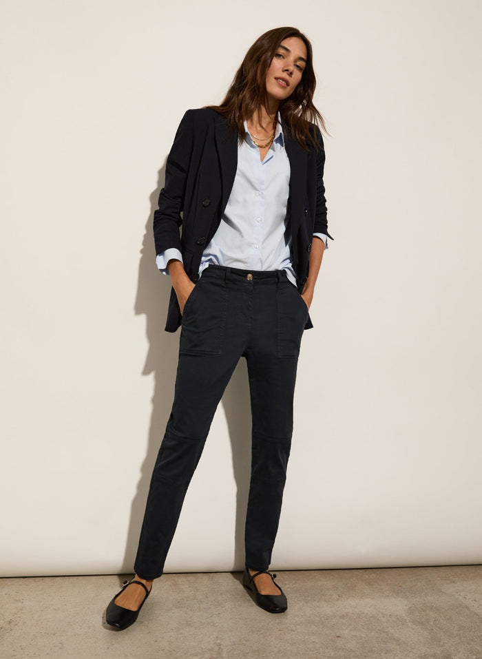 Oralie Organic Cotton Cargo Pant - Classic Navy Baukjen