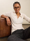 Organic Cotton Zip Collar Top - Antique White Baukjen