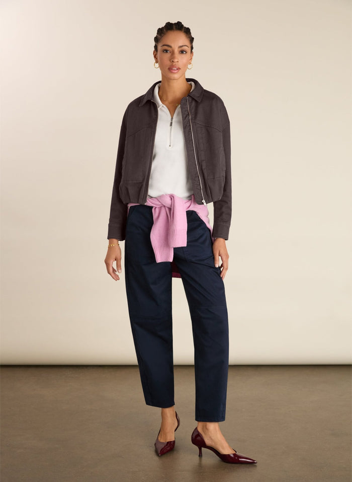 Organic Cotton Zip Collar Top - Pure White Baukjen