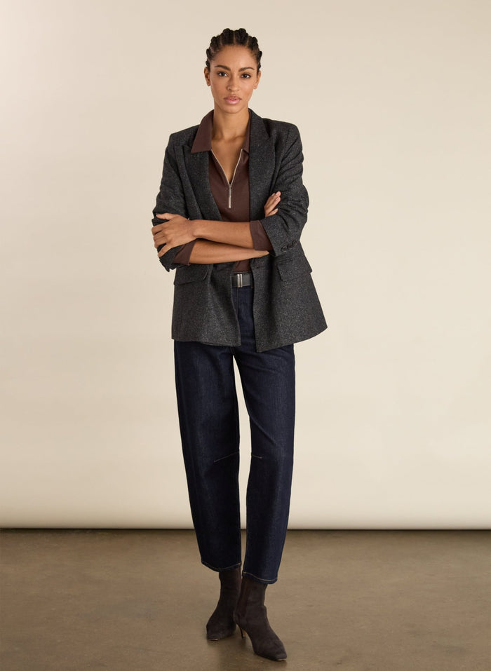 Organic Cotton Zip Collar Top - Dark Chocolate Baukjen