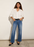 Organic Stretch Cotton Wide Leg Slouch Jeans - Mid Indigo Baukjen
