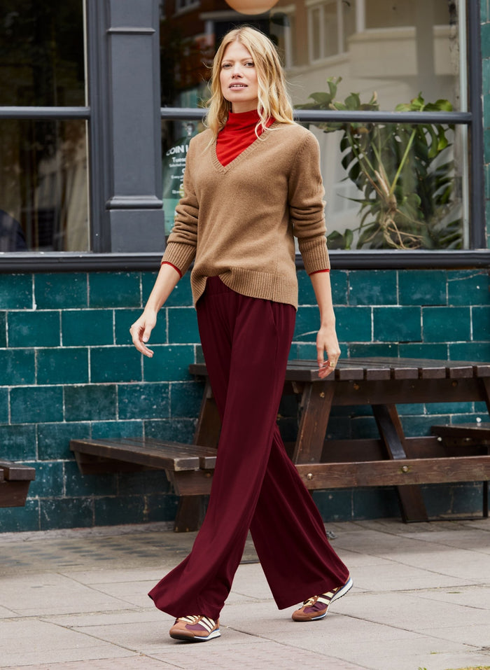 Palazzo Trousers - Burgundy Baukjen