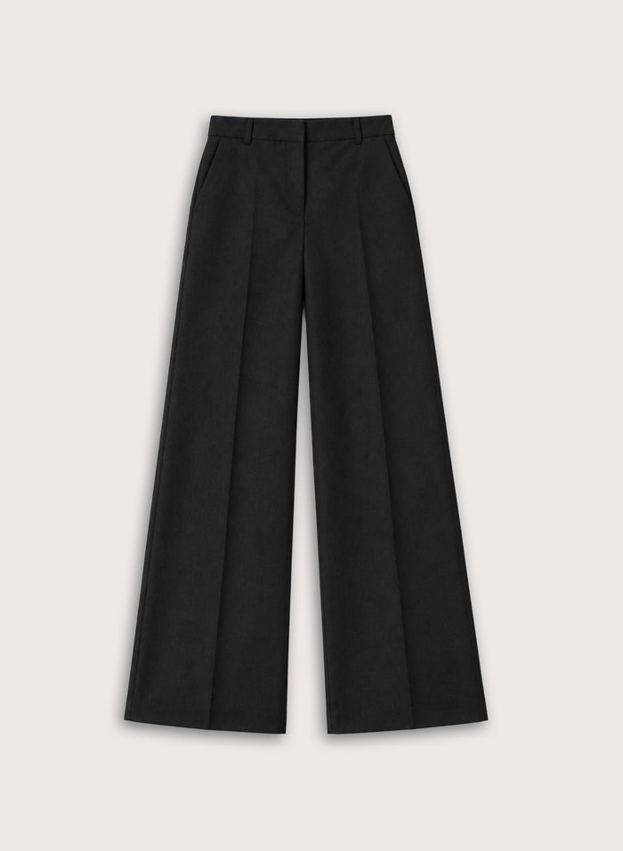 Petite Anna Wide Leg Trousers - Black Baukjen