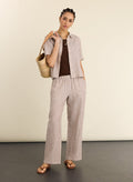 Petite Doretta Linen Trousers - Chocolate Stripe Baukjen