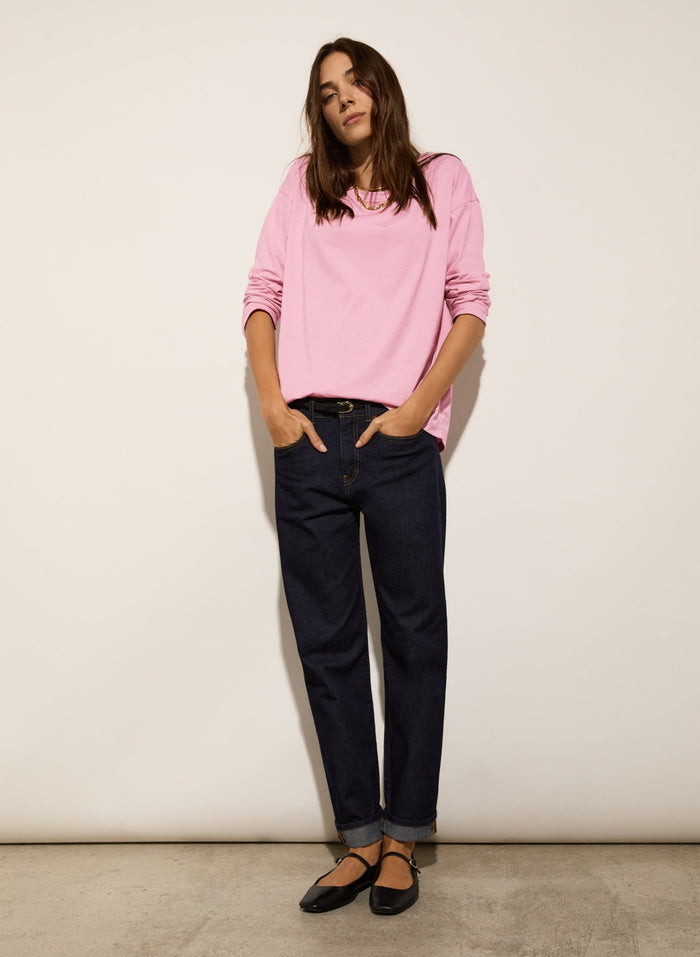 Petite Eda Organic Cotton Stretch Boyfriend Jeans - Dark Denim Baukjen