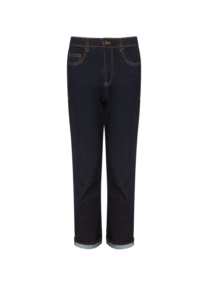 Petite Eda Organic Cotton Stretch Boyfriend Jeans - Dark Denim Baukjen