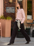 Petite Fera Wool Blend Wide Leg Trousers - Dark Plum Baukjen