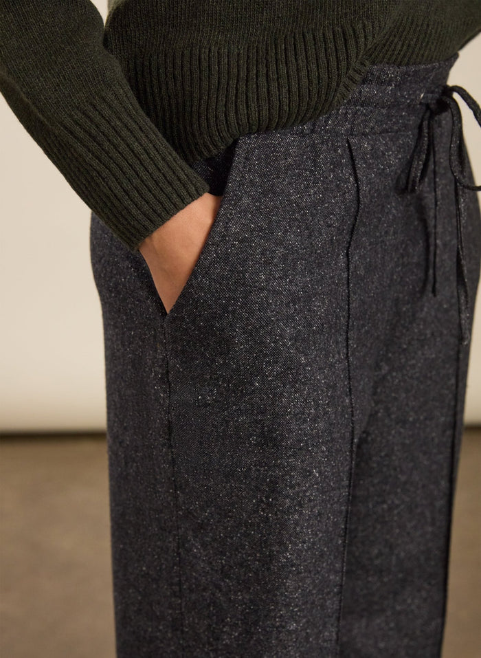 Petite Fera Wool Blend Wide Leg Trousers - Grey Baukjen