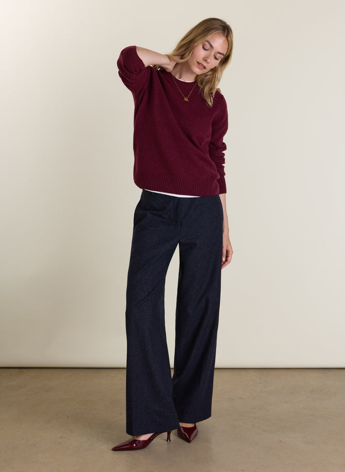 Petite Gwynnie Wool Blend Wide Leg Trousers